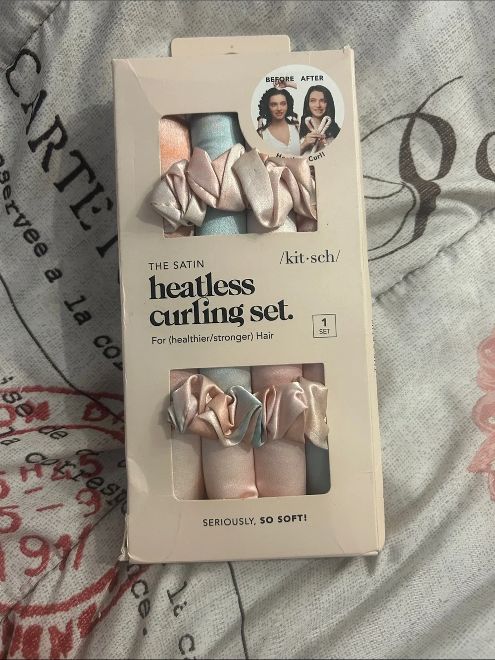 Kitsch Satin Heatless Curling Set - Pink, Blue & Peach